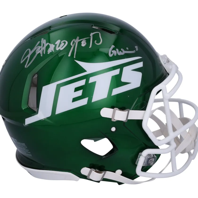 Autographed Items|Helmets^New York Jets Aaron Rodgers, Breece Hall & Garrett Wilson Autographed 2024 Riddell Speed Authentic Helmet