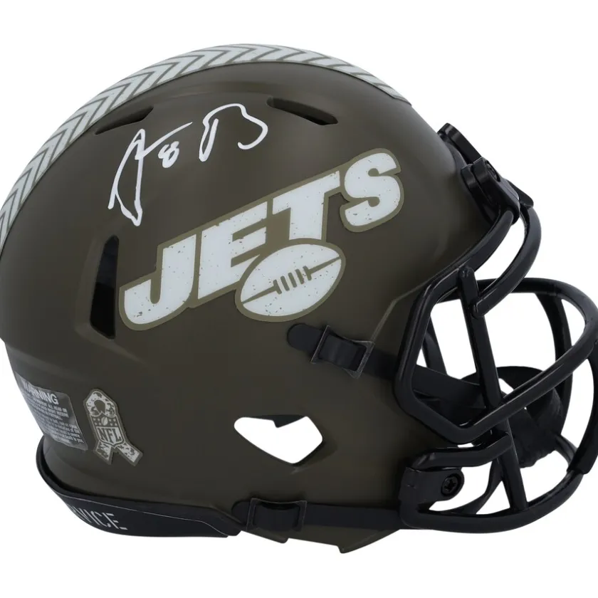 Autographed Items|Helmets^New York Jets Aaron Rodgers Autographed Riddell 2022 Salute To Service Speed Mini Helmet