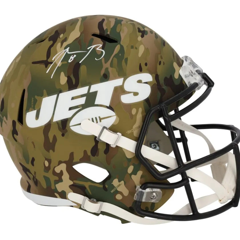 Autographed Items|Helmets^New York Jets Aaron Rodgers Autographed Riddell Camo Speed Replica Helmet