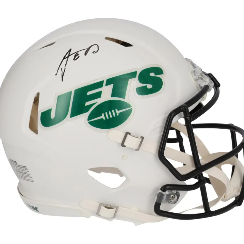 Autographed Items|Helmets^New York Jets Aaron Rodgers Autographed Riddell Flat White Speed Authentic Helmet