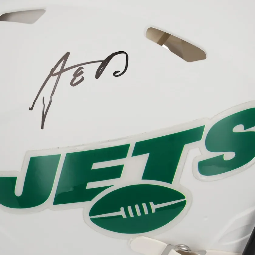 Autographed Items|Helmets^New York Jets Aaron Rodgers Autographed Riddell Flat White Speed Authentic Helmet