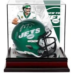Autographed Items|Helmets^New York Jets Aaron Rodgers Autographed Riddell Speed Mini Helmet With Deluxe Mini Helmet Case