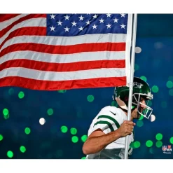 Wall Art|Photos^New York Jets Aaron Rodgers Unsigned American Flag Photograph