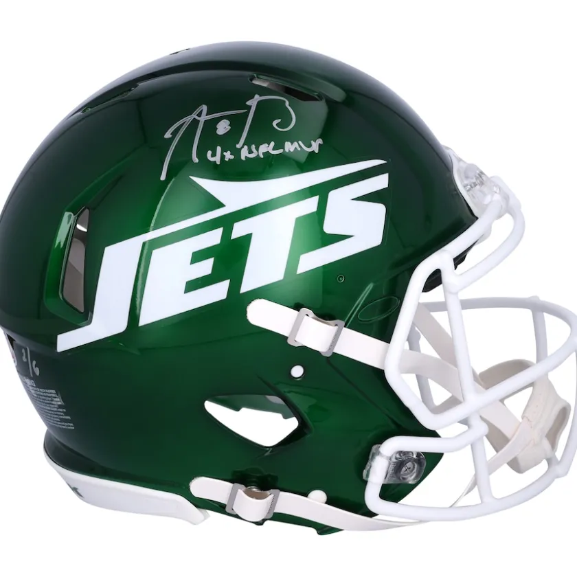 Autographed Items|Helmets^New York Jets Aaron Rodgers Autographed 2024 Riddell Speed Authentic Helmet With "4X NFL MVP" Inscription - Limited Edition Of 6