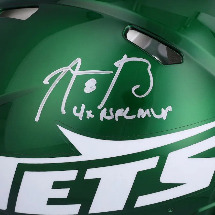 Autographed Items|Helmets^New York Jets Aaron Rodgers Autographed 2024 Riddell Speed Authentic Helmet With "4X NFL MVP" Inscription - Limited Edition Of 6