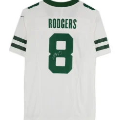 Autographed Items|Collectible Jerseys^New York Jets Aaron Rodgers Autographed White F.U.S.E. Nike Limited Jersey