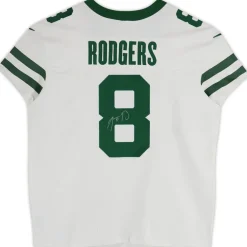 Autographed Items|Collectible Jerseys^New York Jets Aaron Rodgers Autographed White F.U.S.E. Nike Elite Jersey
