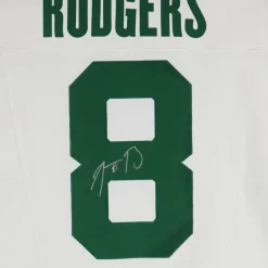 Autographed Items|Collectible Jerseys^New York Jets Aaron Rodgers Autographed White F.U.S.E. Nike Elite Jersey