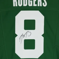 Collectible Jerseys|Autographed Items^New York Jets Aaron Rodgers Autographed Green F.U.S.E. Nike Limited Jersey