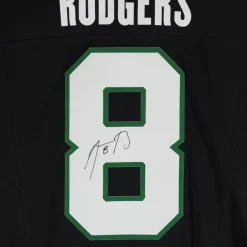 Autographed Items|Collectible Jerseys^New York Jets Aaron Rodgers Autographed Black F.U.S.E. Nike Limited Jersey
