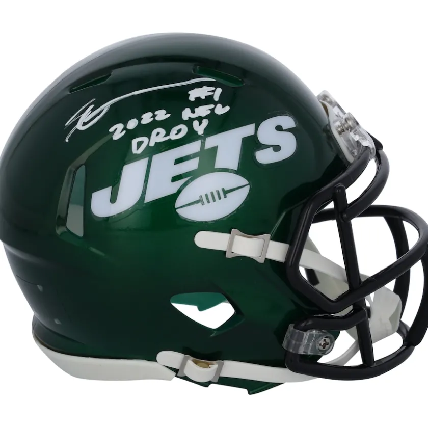 Autographed Items|Helmets^New York Jets Ahmad Sauce Gardner Autographed Speed Mini Helmet With "2022 NFL DROY" Inscription