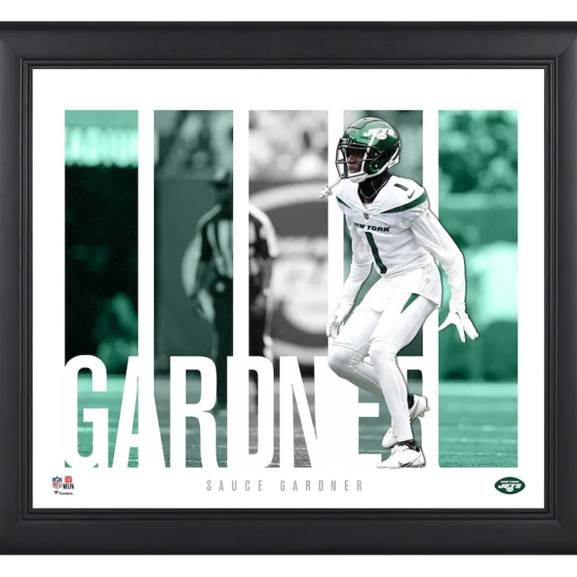 Photos|Prints & Artwork^New York Jets Ahmad Sauce Gardner Framed 15" X 17" Player Panel Collage