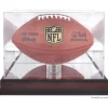Display Cases^New York Jets Antique Mahogany Football Display Case With Mirror Back