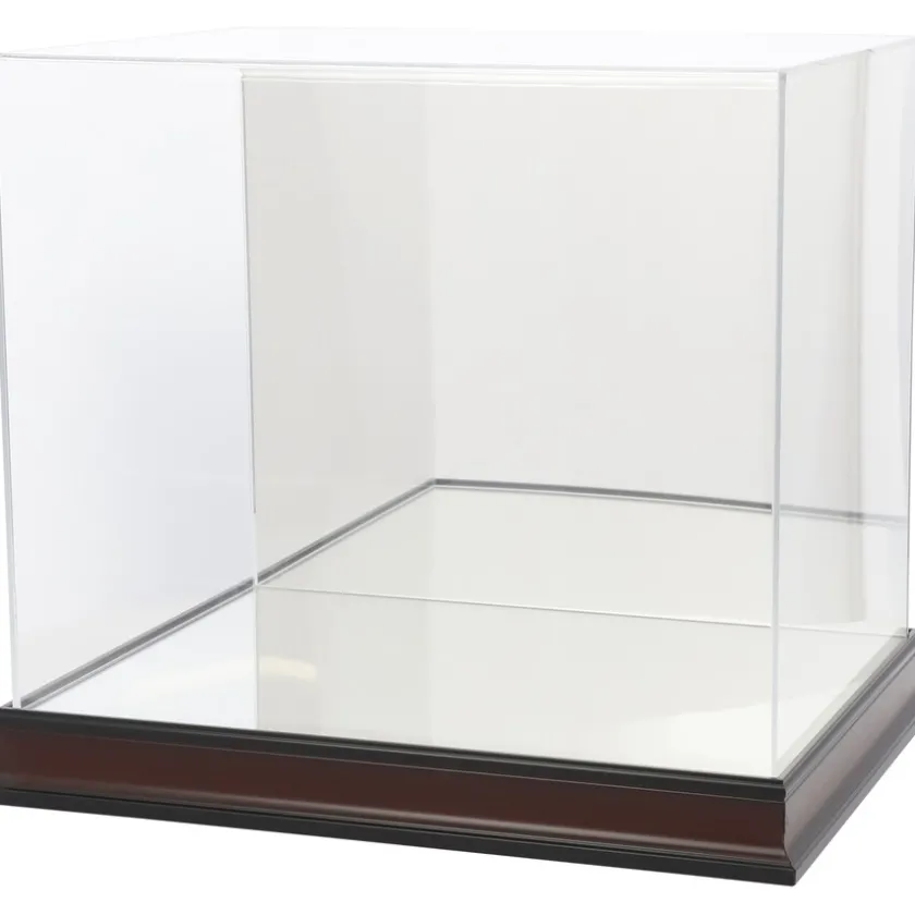 Display Cases^New York Jets Antique Mahogany Helmet Display Case With Mirror Back