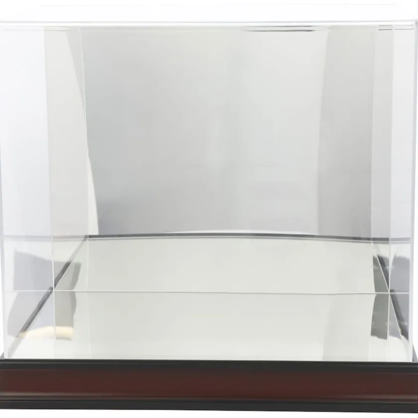 Display Cases^New York Jets Antique Mahogany Helmet Display Case With Mirror Back