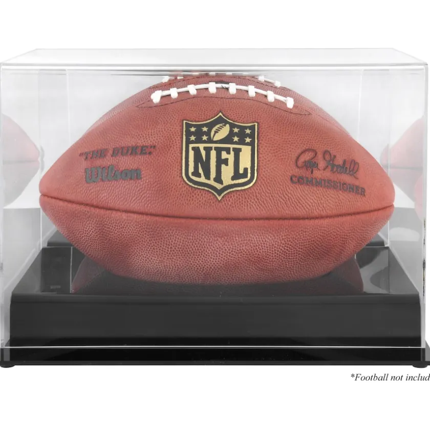 Display Cases^New York Jets Black Base Acrylic Football Display Case With Mirror Back