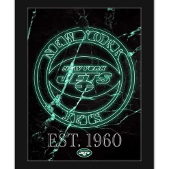 Game Room^New York Jets Black 12'' X 16'' Framed Circle Logo Print