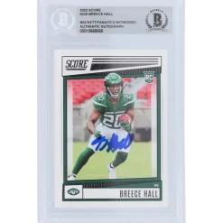 Trading Cards^New York Jets Breece Hall 2022 Panini Score #330 Beckett Fanatics Witnessed Authenticated Rookie Card