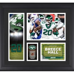 Wall Art|Photos^New York Jets Breece Hall Framed 15" X 17" Player Collage With A Piece Of Game-Used Ball