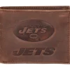 Accessories|Checkbooks-Wallets^New York Jets Brown Bifold Leather Wallet