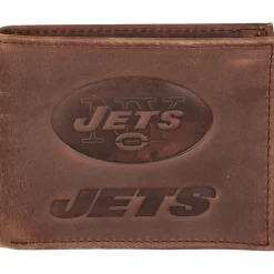 Accessories|Checkbooks-Wallets^New York Jets Brown Bifold Leather Wallet