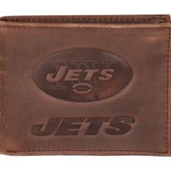 Accessories|Checkbooks-Wallets^New York Jets Brown Bifold Leather Wallet