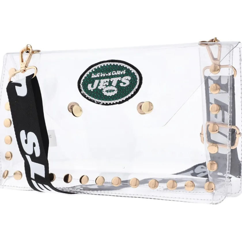 Purses^New York Jets Cuce Crystal Clear Envelope Crossbody Bag