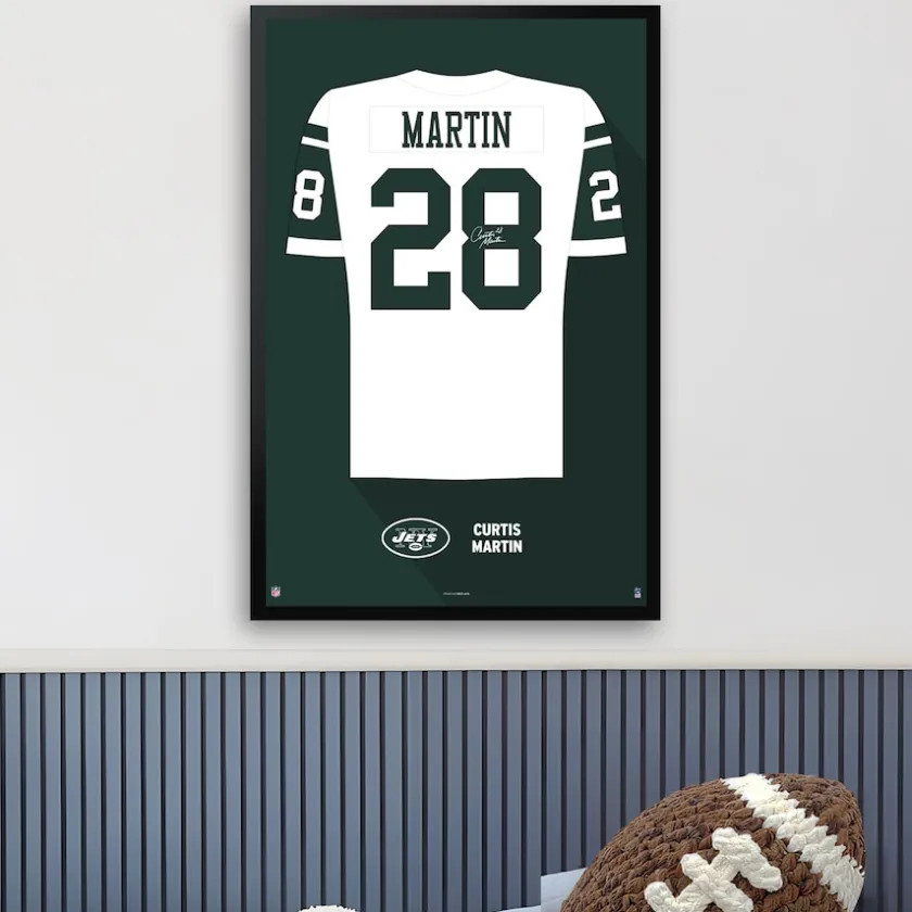 Wall Art|Wall Art^New York Jets Curtis Martin Framed 14" X 20" Retired Jersey Art Print