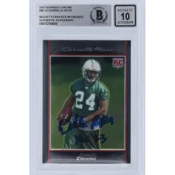 Trading Cards^New York Jets Darrelle Revis Autographed 2007 Bowman Chrome #BC10 Beckett Fanatics Witnessed Authenticated 10 Rookie Card With "HOF 23" Inscription