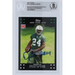Trading Cards^New York Jets Darrelle Revis Autographed 2007 Topps #374 Beckett Fanatics Witnessed Authenticated Rookie Card