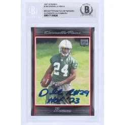 Trading Cards^New York Jets Darrelle Revis Autographed 2007 Bowman #199 Beckett Fanatics Witnessed Authenticated Rookie Card With "HOF '23" Inscription