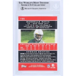 Trading Cards^New York Jets Darrelle Revis Autographed 2007 Bowman #199 Beckett Fanatics Witnessed Authenticated Rookie Card With