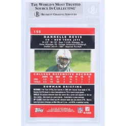 Trading Cards^New York Jets Darrelle Revis Autographed 2007 Bowman #199 Beckett Fanatics Witnessed Authenticated Rookie Card