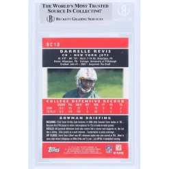 Trading Cards^New York Jets Darrelle Revis Autographed 2007 Topps Chrome #BC10 Beckett Fanatics Witnessed Authenticated Rookie Card