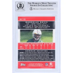 Trading Cards^New York Jets Darrelle Revis Autographed 2007 Topps Chrome #BC10 Beckett Fanatics Witnessed Authenticated 10 Rookie Card