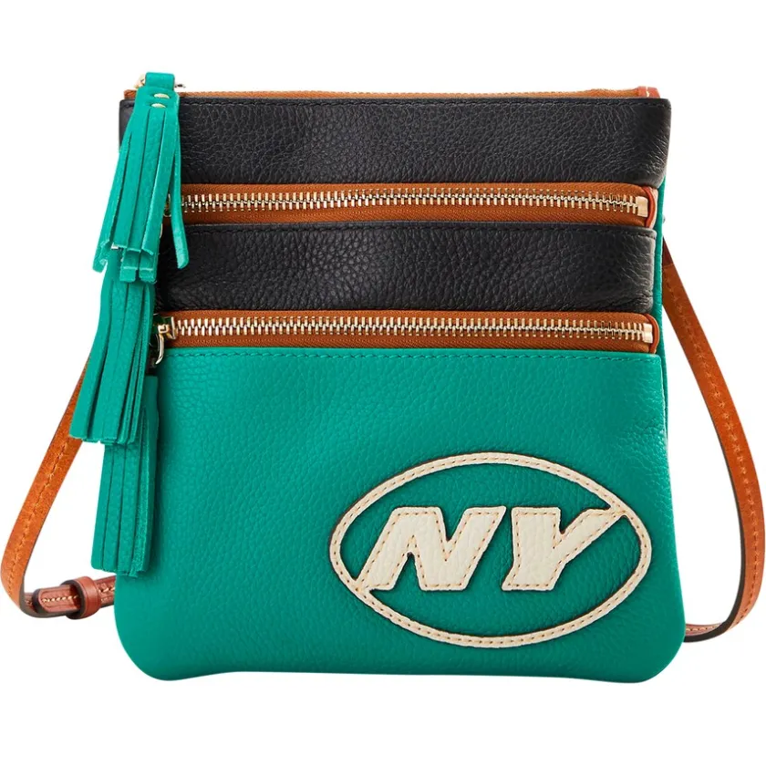 Purses^New York Jets Dooney & Bourke Infield Triple Zip Crossbody Purse