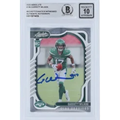 Trading Cards^New York Jets Garrett Wilson Autographed 2022 Panini Absolute #106 Beckett Fanatics Witnessed Authenticated 10 Rookie Card