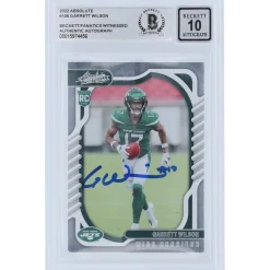 Trading Cards^New York Jets Garrett Wilson Autographed 2022 Panini Absolute #106 Beckett Fanatics Witnessed Authenticated 10 Rookie Card