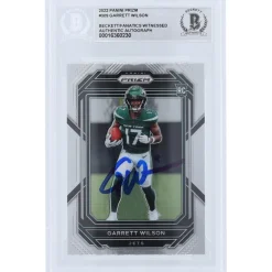 Trading Cards^New York Jets Garrett Wilson Autographed 2022 Panini Prizm #309 Beckett Fanatics Witnessed Authenticated Rookie Card