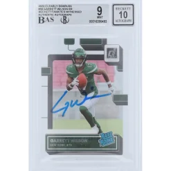 Trading Cards^New York Jets Garrett Wilson Autographed 2022 Panini Clearly Donruss Rated Rookie #56 Beckett Fanatics Witnessed Authenticated 9/10 Rookie Card