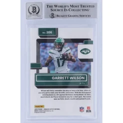 Trading Cards^New York Jets Garrett Wilson Autographed 2022 Panini Donruss Optic Rated Rookie #206 Beckett Fanatics Witnessed Authenticated 10 Rookie Card With 