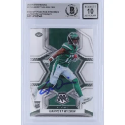 Trading Cards^New York Jets Garrett Wilson Autographed 2022 Panini Mosaic NFL Debut #276 Beckett Fanatics Witnessed Authenticated 10 Rookie Card