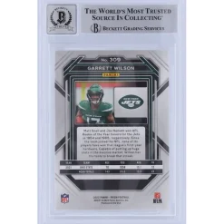 Trading Cards^New York Jets Garrett Wilson Autographed 2022 Panini Prizm #309 Beckett Fanatics Witnessed Authenticated 10 Rookie Card With