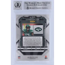 Trading Cards^New York Jets Garrett Wilson Autographed 2022 Panini Prizm #309 Beckett Fanatics Witnessed Authenticated 10 Rookie Card