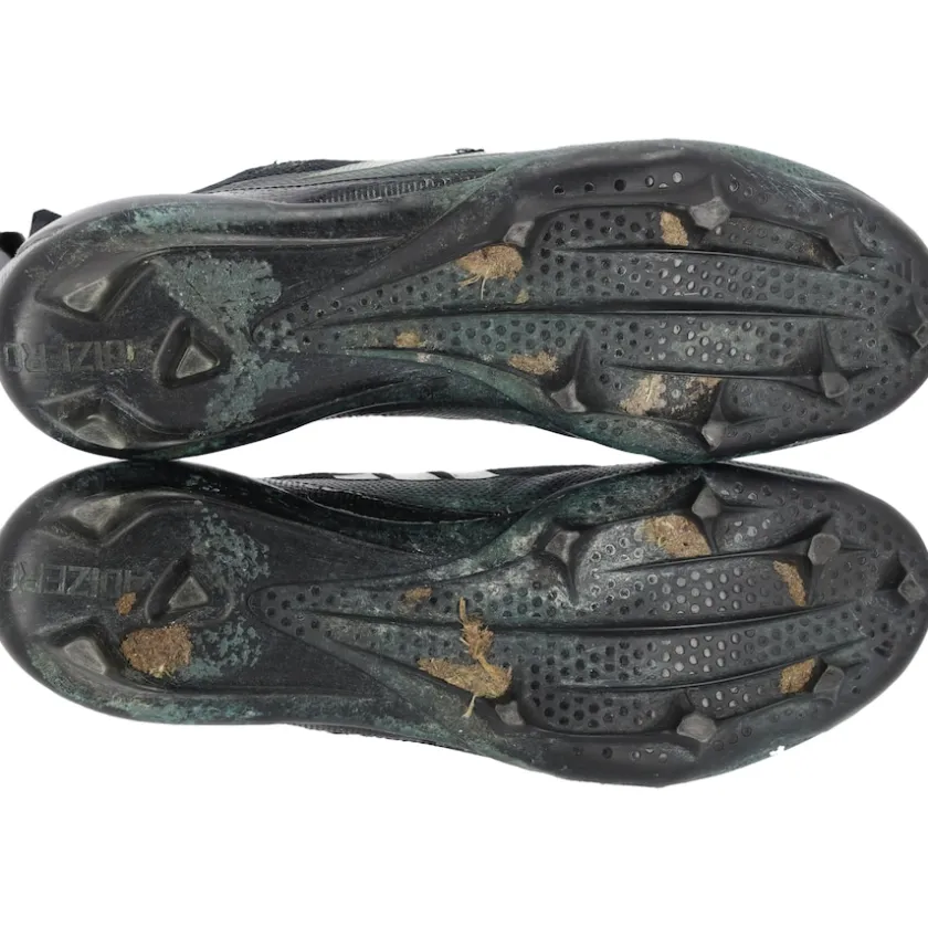 Cleats & Shoes|Autographed Items^New York Jets Garrett Wilson Autographed Game-Used Black/Gray Adidas Cleats From The 2023 NFL Season
