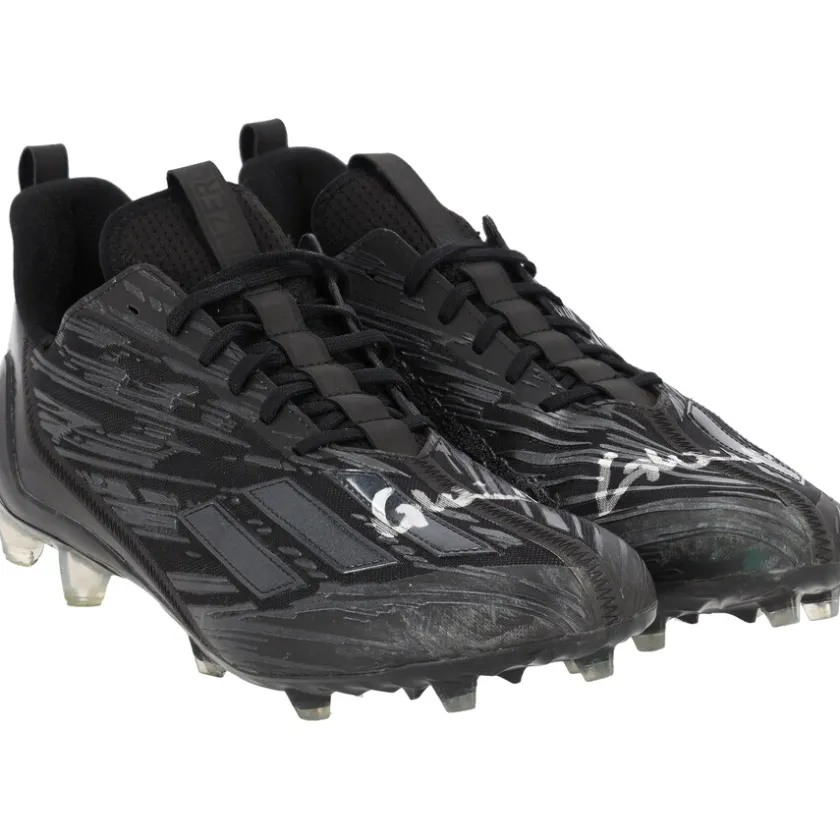 Autographed Items|Cleats & Shoes^New York Jets Garrett Wilson Autographed Game-Used Black Adidas Cleats From The 2023 NFL Season