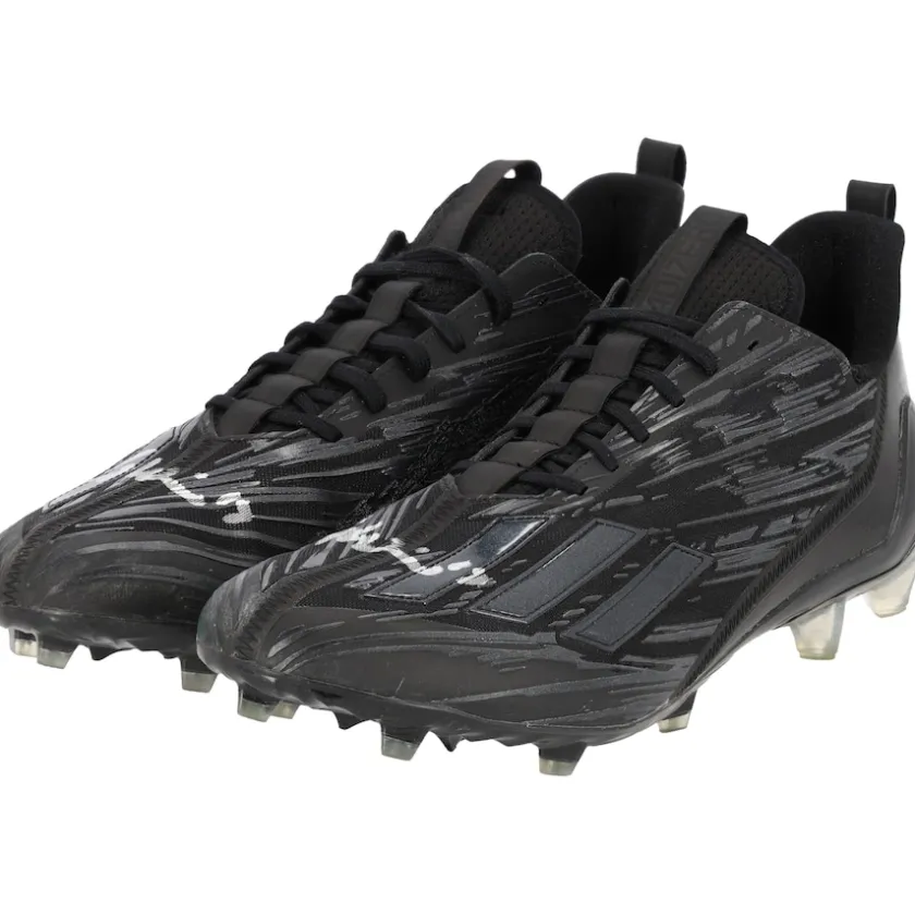 Autographed Items|Cleats & Shoes^New York Jets Garrett Wilson Autographed Game-Used Black Adidas Cleats From The 2023 NFL Season