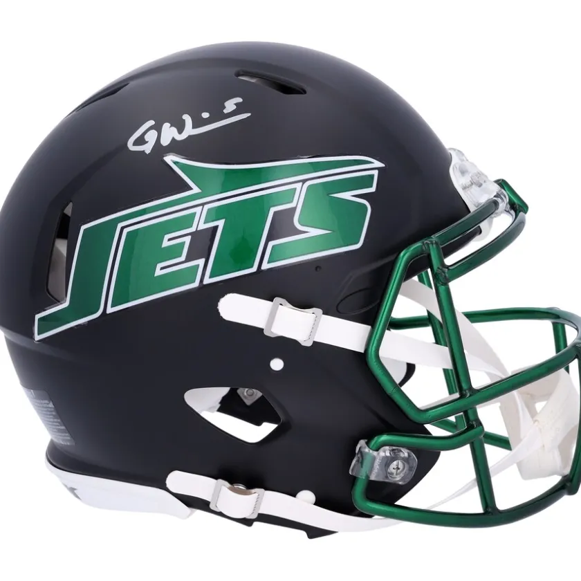Autographed Items|Helmets^New York Jets Garrett Wilson Autographed 2024 Alternate Riddell Speed Authentic Helmet