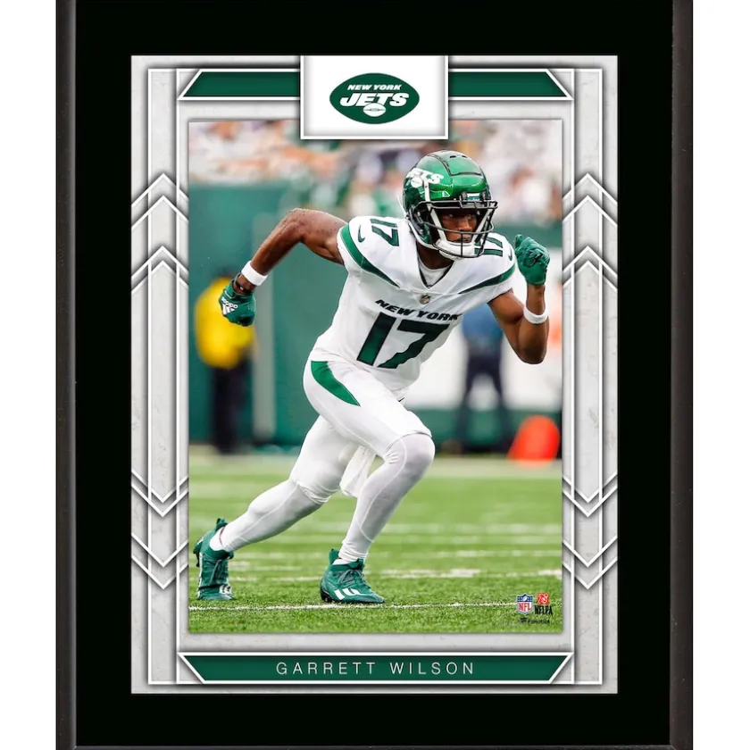 Photos|Plaques^New York Jets Garrett Wilson Framed 10.5" X 13" Sublimated Player Plaque