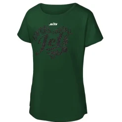 T-Shirts|Kids^New York Jets Girls Youth Green Script Heart Dolman T-Shirt